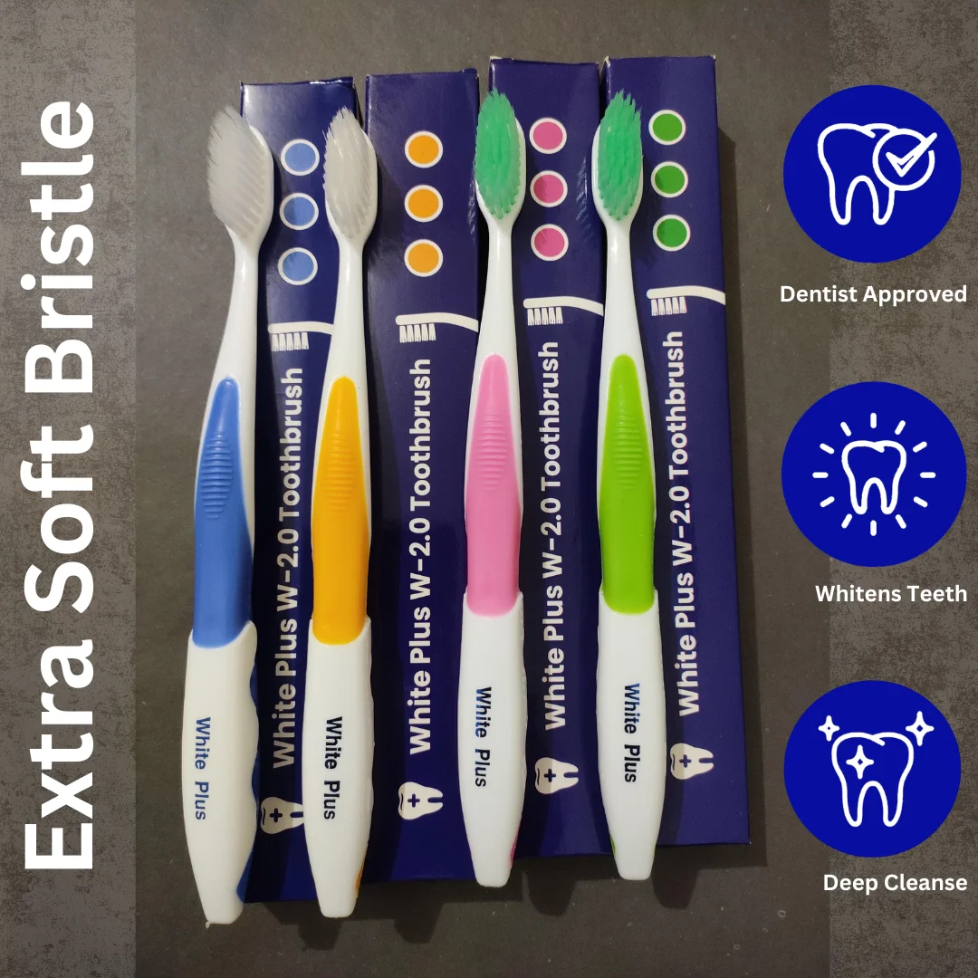 white plus w2 toothbrush 4 pcs white plus w2 toothbrush 4 pcs